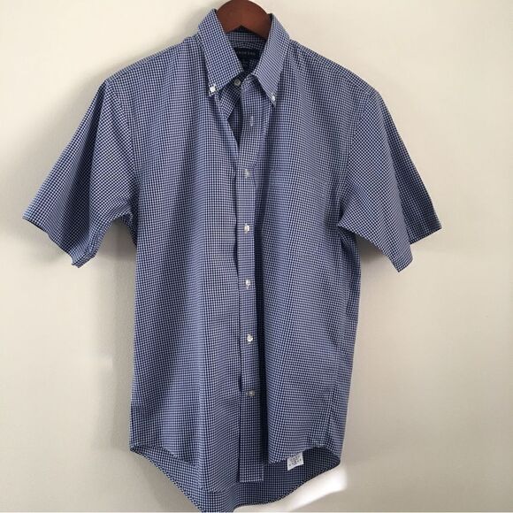 LANDS’ END No Iron Twill Short-sleeve Gingham Button Down Shirt | Size Small - Picture 2 of 6